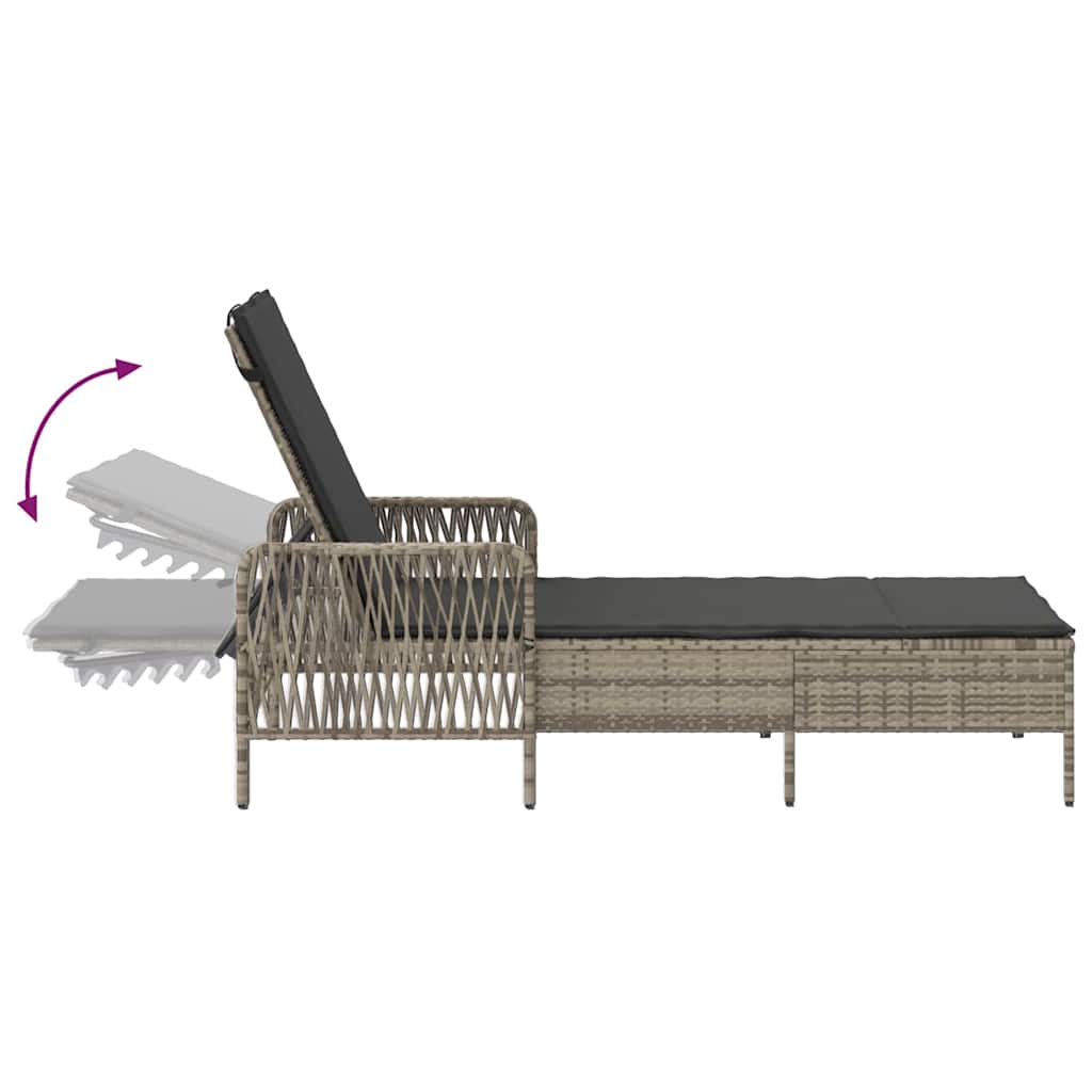 Liggestol med pude 1-person Lysegrå 157 x 55 x 92cm polyrattan