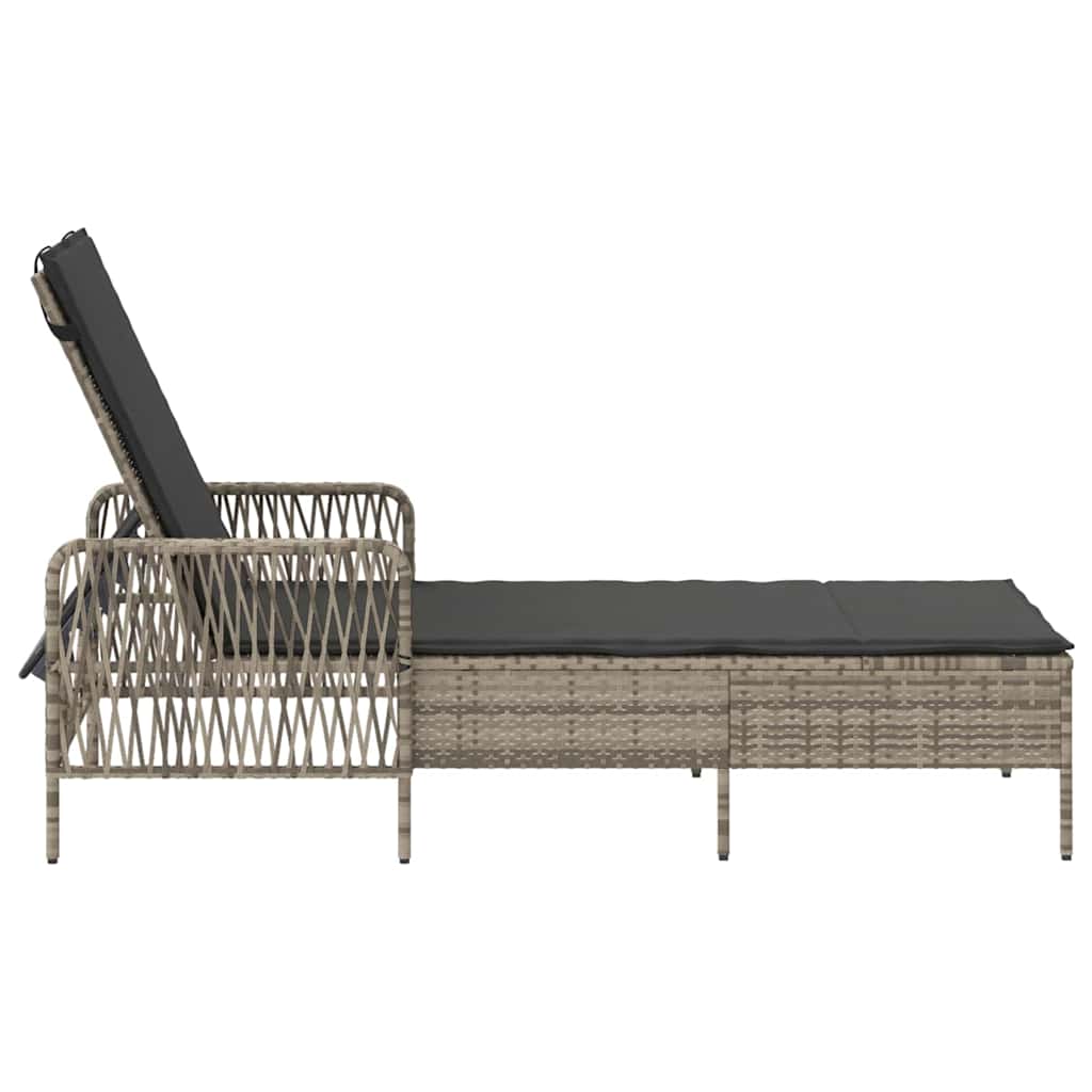 Liggestol med pude 1-person Lysegrå 157 x 55 x 92cm polyrattan
