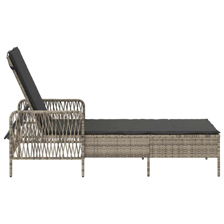 Liggestol med pude 1-person Lysegrå 157 x 55 x 92cm polyrattan
