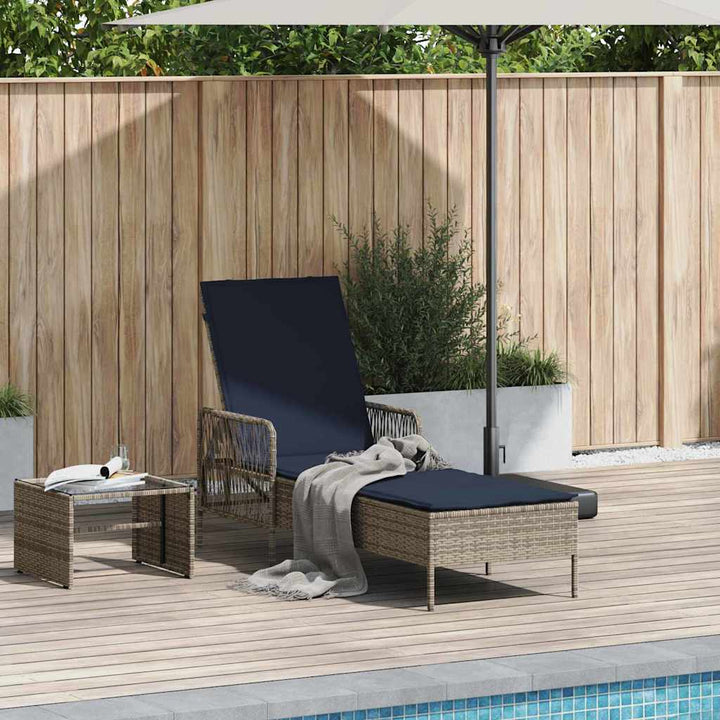 Liggestol med pude 1-person Grå 157 x 55 x 92cm polyrattan