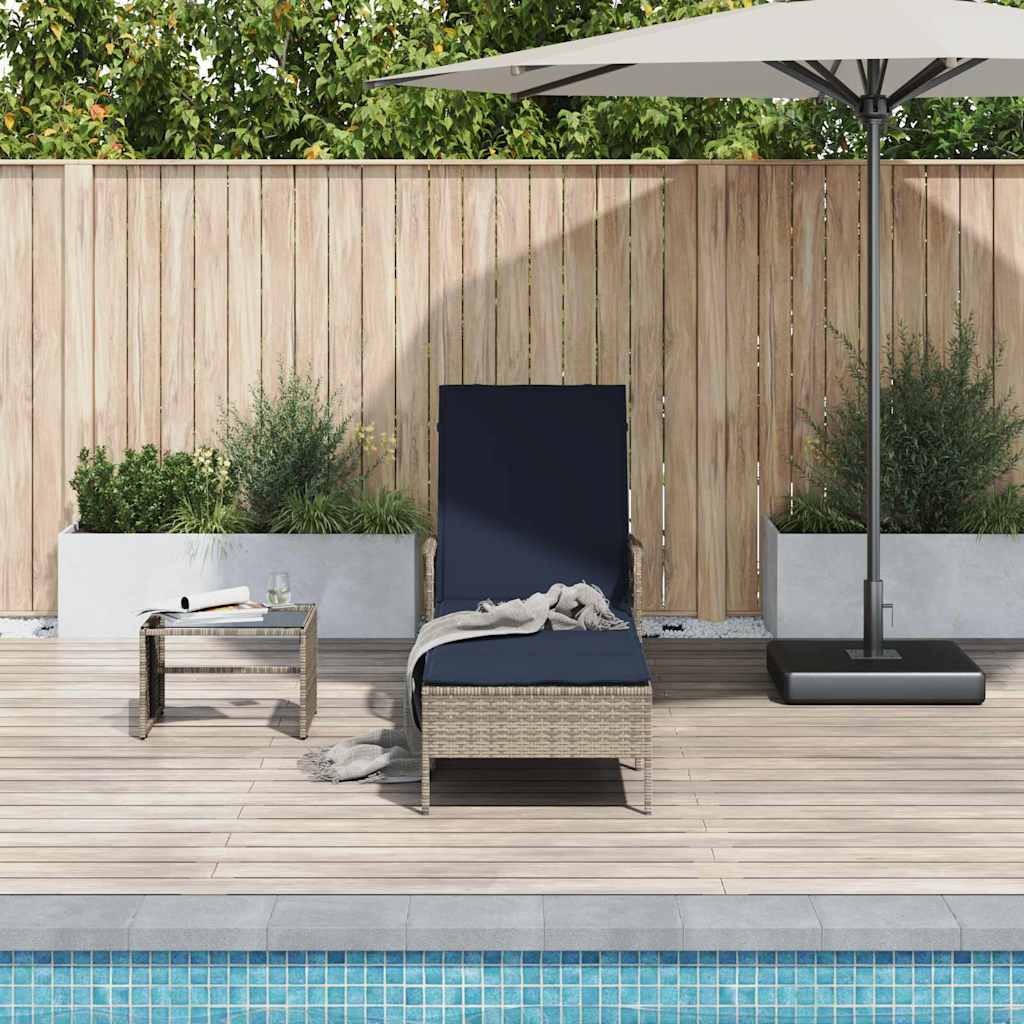 Liggestol med pude 1-person Grå 157 x 55 x 92cm polyrattan
