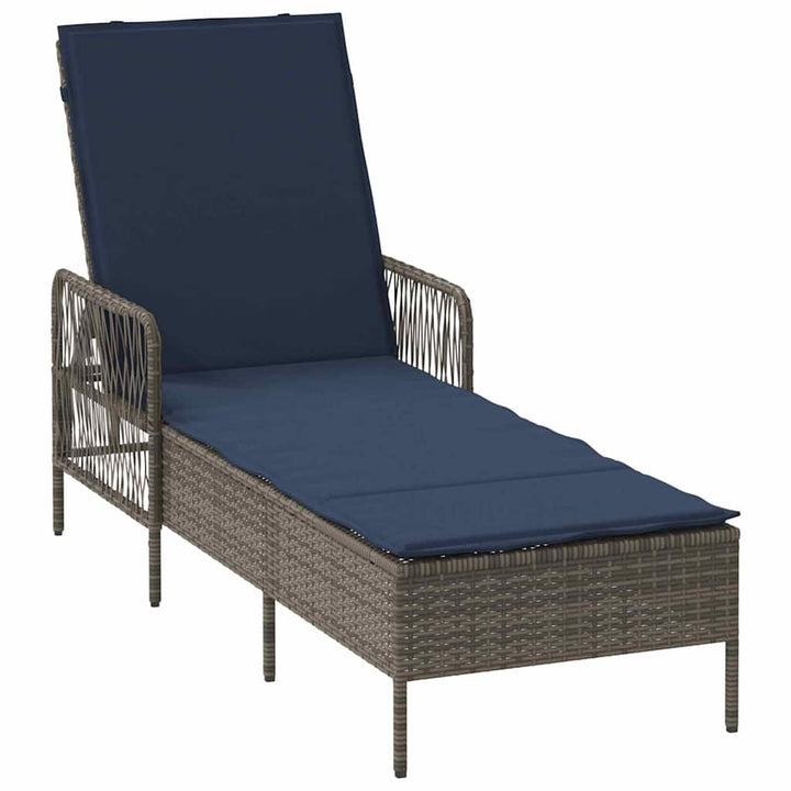 Liggestol med pude 1-person Grå 157 x 55 x 92cm polyrattan
