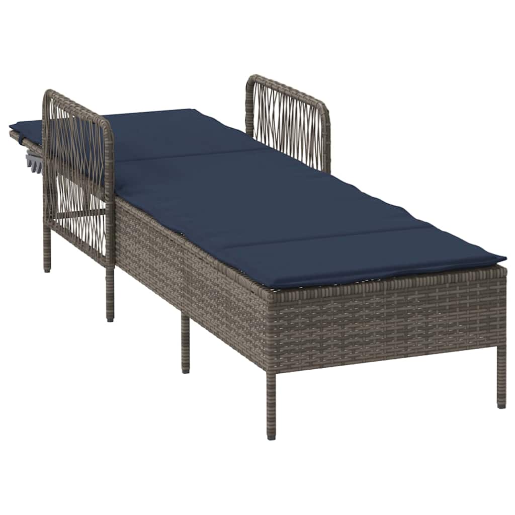 Liggestol med pude 1-person Grå 157 x 55 x 92cm polyrattan