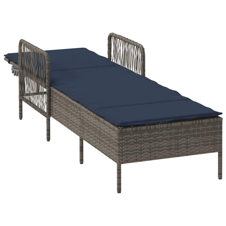 Liggestol med pude 1-person Grå 157 x 55 x 92cm polyrattan