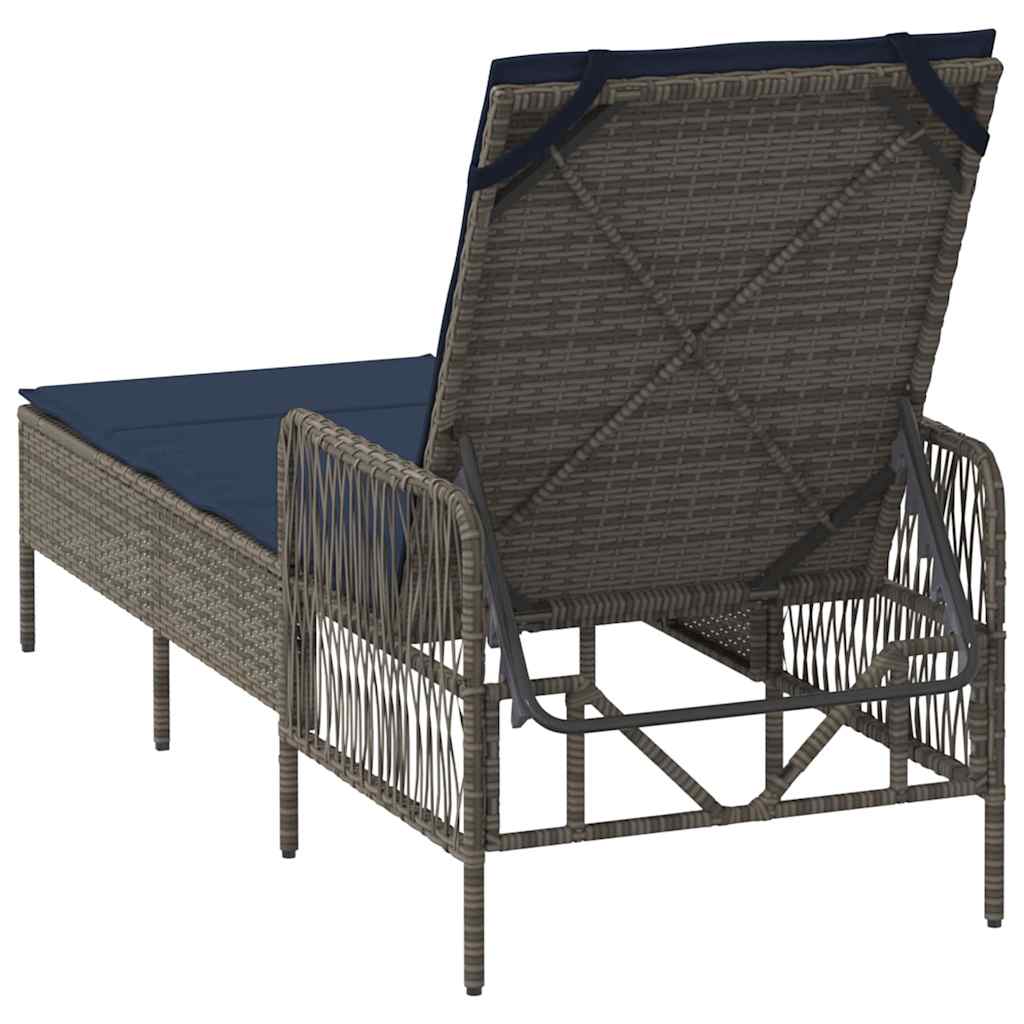 Liggestol med pude 1-person Grå 157 x 55 x 92cm polyrattan