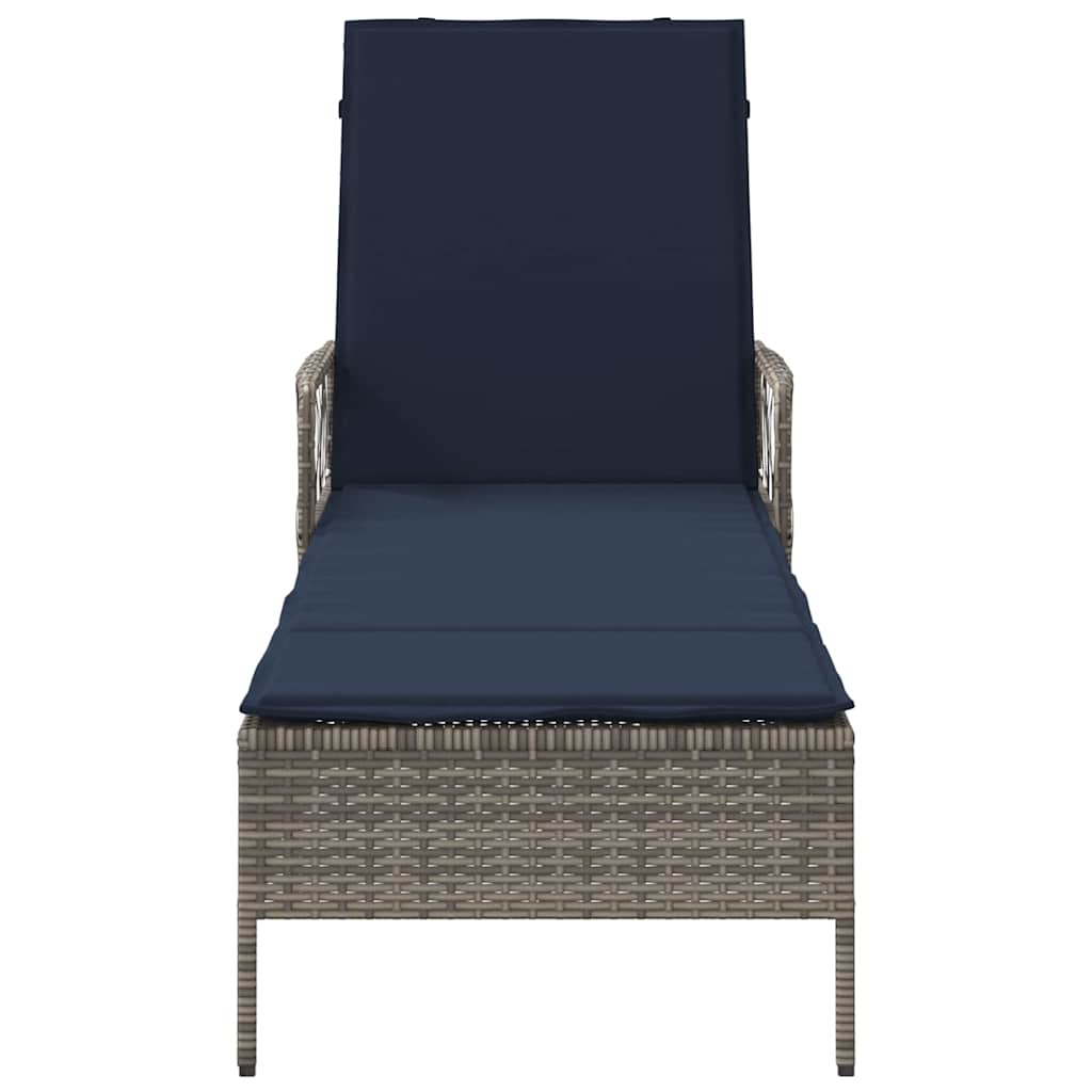 Liggestol med pude 1-person Grå 157 x 55 x 92cm polyrattan