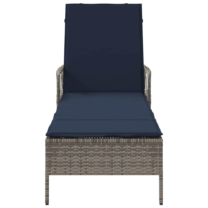 Liggestol med pude 1-person Grå 157 x 55 x 92cm polyrattan