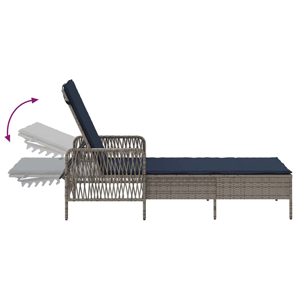 Liggestol med pude 1-person Grå 157 x 55 x 92cm polyrattan