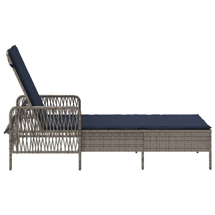 Liggestol med pude 1-person Grå 157 x 55 x 92cm polyrattan