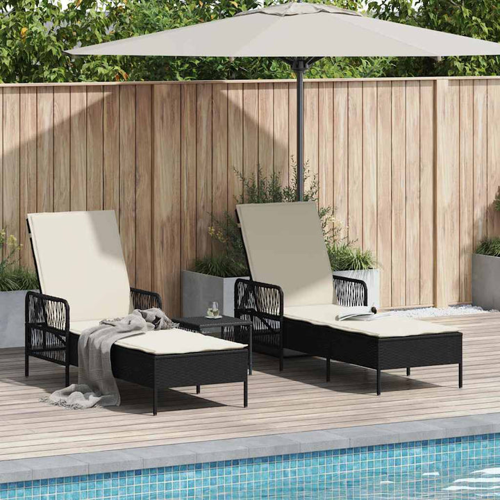 Liggestol med pude 2 pcs Sort 35 x 35 x 32cm polyrattan