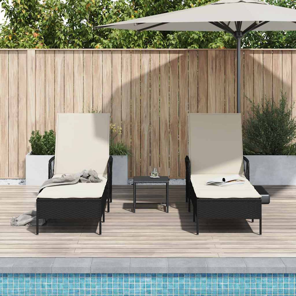 Liggestol med pude 2 pcs Sort 35 x 35 x 32cm polyrattan