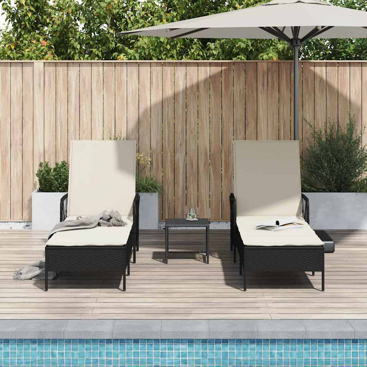 Liggestol med pude 2 pcs Sort 35 x 35 x 32cm polyrattan