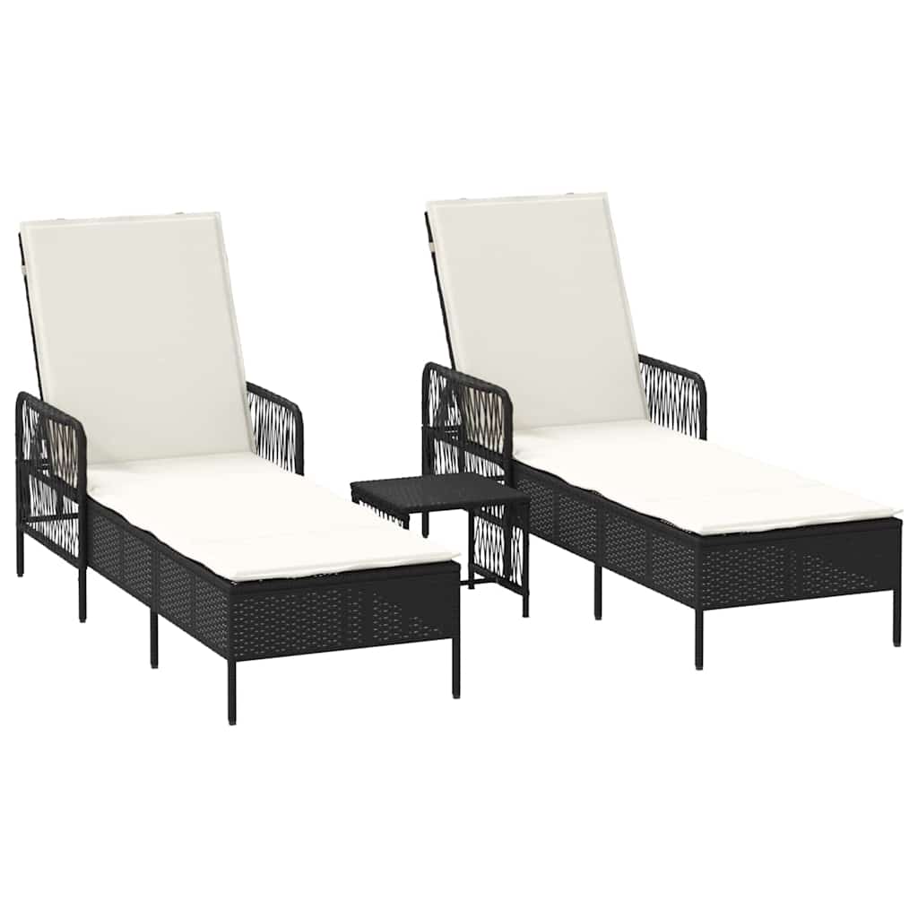 Liggestol med pude 2 pcs Sort 35 x 35 x 32cm polyrattan
