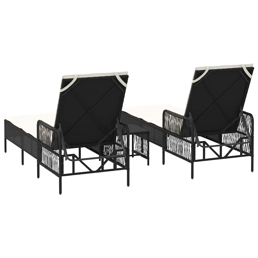 Liggestol med pude 2 pcs Sort 35 x 35 x 32cm polyrattan