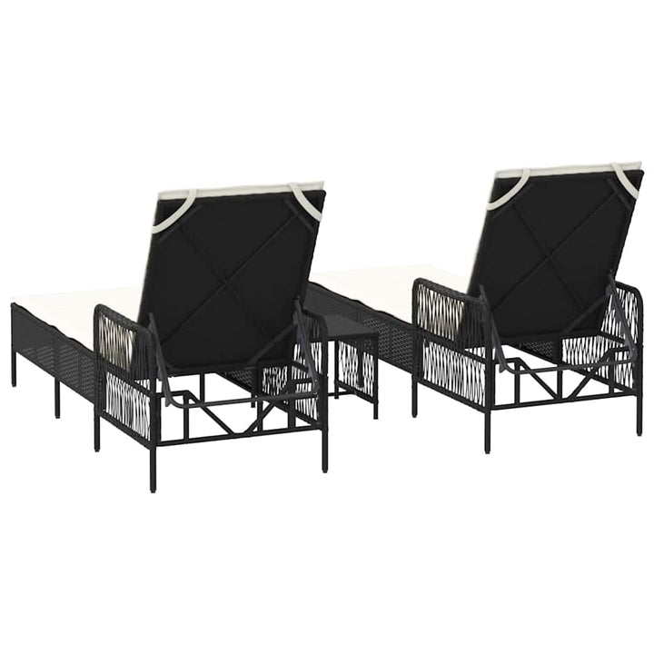 Liggestol med pude 2 pcs Sort 35 x 35 x 32cm polyrattan