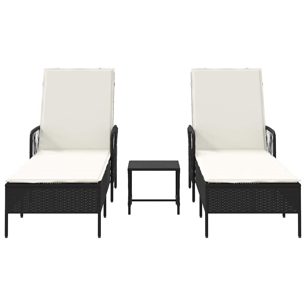 Liggestol med pude 2 pcs Sort 35 x 35 x 32cm polyrattan