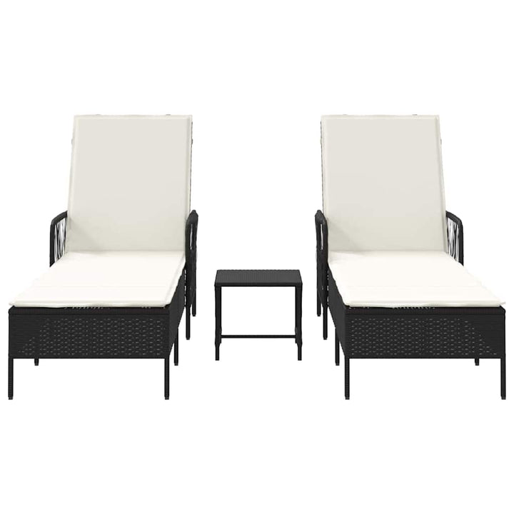 Liggestol med pude 2 pcs Sort 35 x 35 x 32cm polyrattan