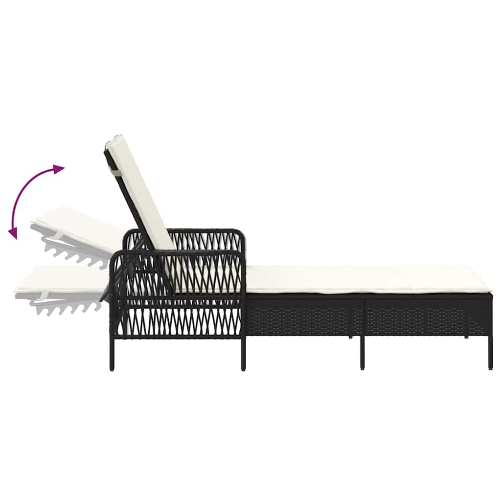 Liggestol med pude 2 pcs Sort 35 x 35 x 32cm polyrattan