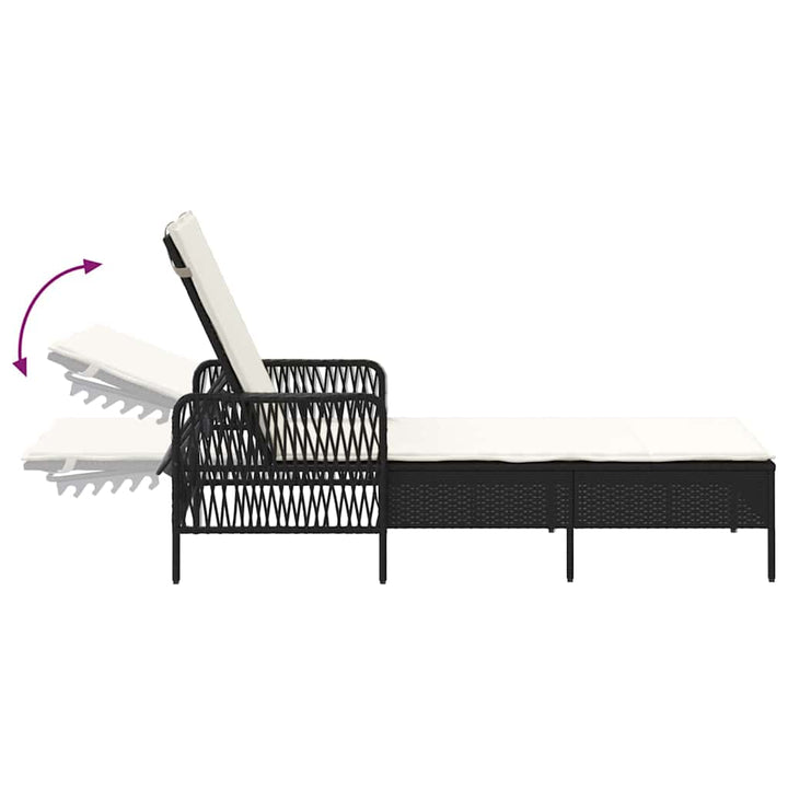 Liggestol med pude 2 pcs Sort 35 x 35 x 32cm polyrattan