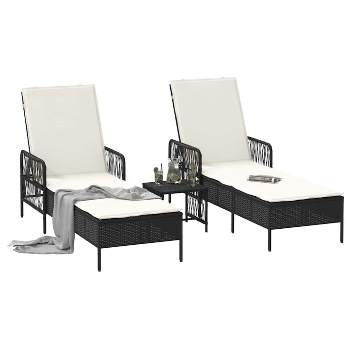 Liggestol med pude 2 pcs Sort 35 x 35 x 32cm polyrattan