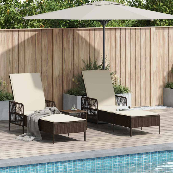 Liggestol med pude 2 pcs Brun 35 x 35 x 32cm polyrattan