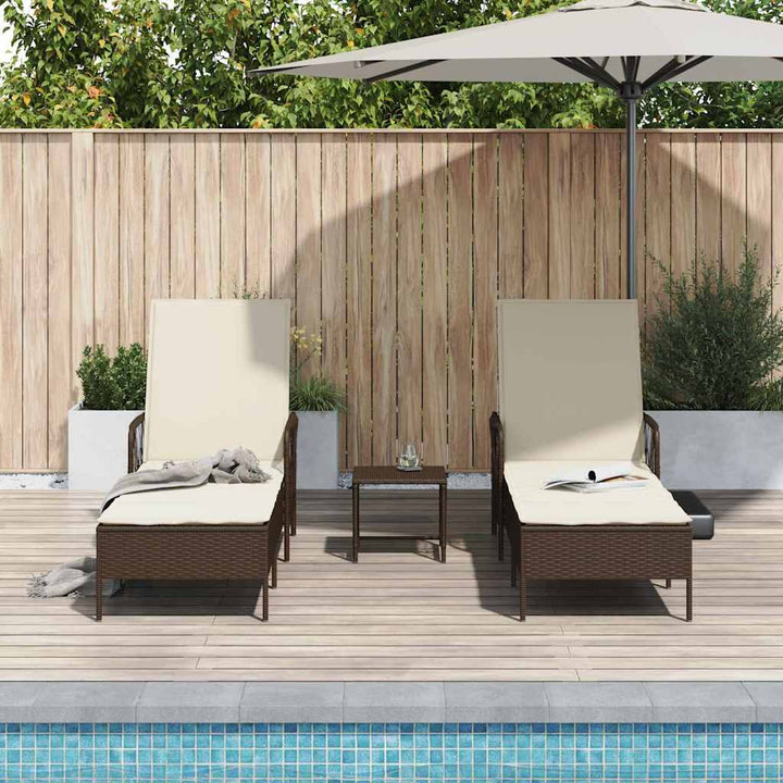 Liggestol med pude 2 pcs Brun 35 x 35 x 32cm polyrattan