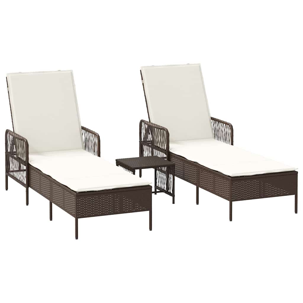 Liggestol med pude 2 pcs Brun 35 x 35 x 32cm polyrattan