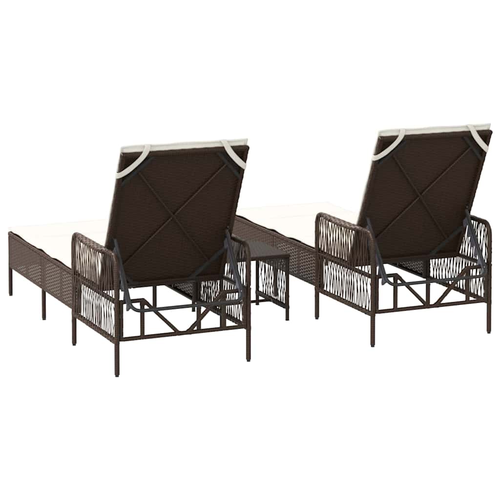 Liggestol med pude 2 pcs Brun 35 x 35 x 32cm polyrattan