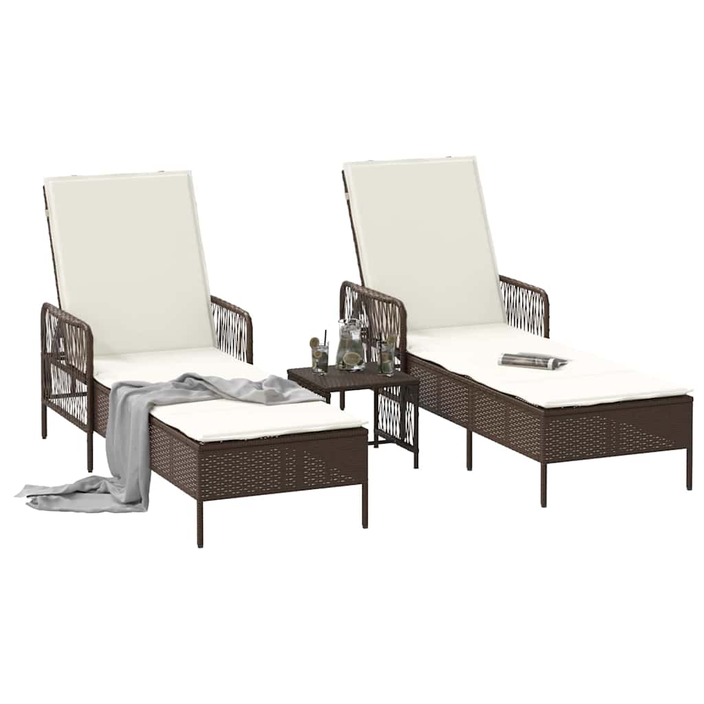 Liggestol med pude 2 pcs Brun 35 x 35 x 32cm polyrattan