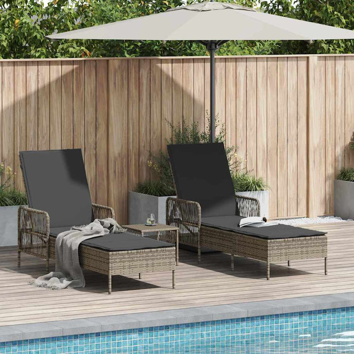Liggestol med pude 2-person 2 pcs Grå 35 x 35 x 32cm polyrattan