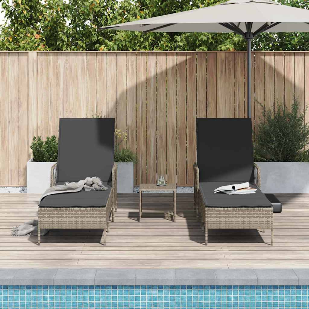 Liggestol med pude 2-person 2 pcs Grå 35 x 35 x 32cm polyrattan