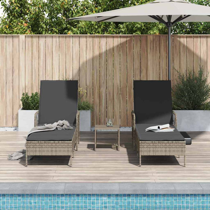 Liggestol med pude 2-person 2 pcs Grå 35 x 35 x 32cm polyrattan