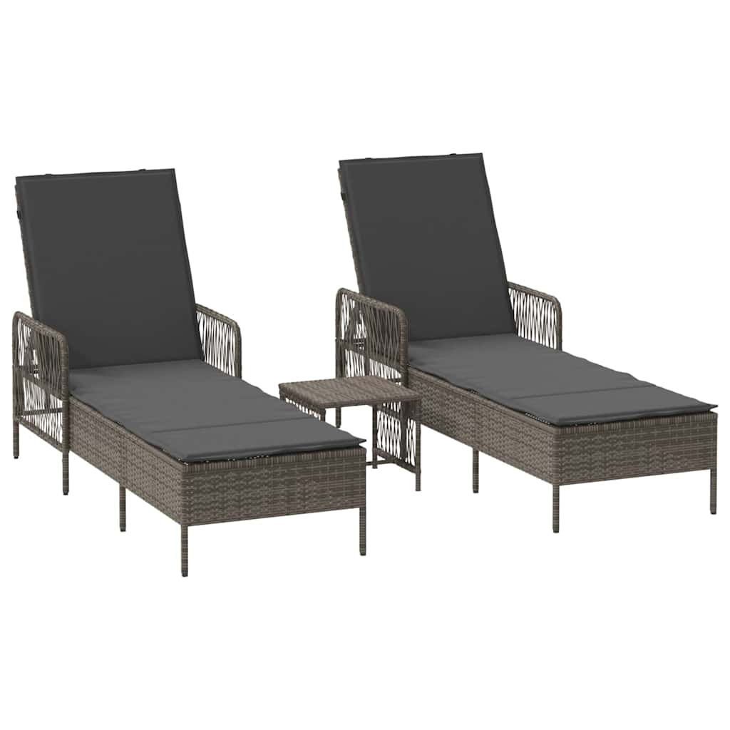 Liggestol med pude 2-person 2 pcs Grå 35 x 35 x 32cm polyrattan