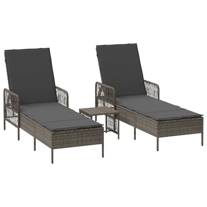Liggestol med pude 2-person 2 pcs Grå 35 x 35 x 32cm polyrattan