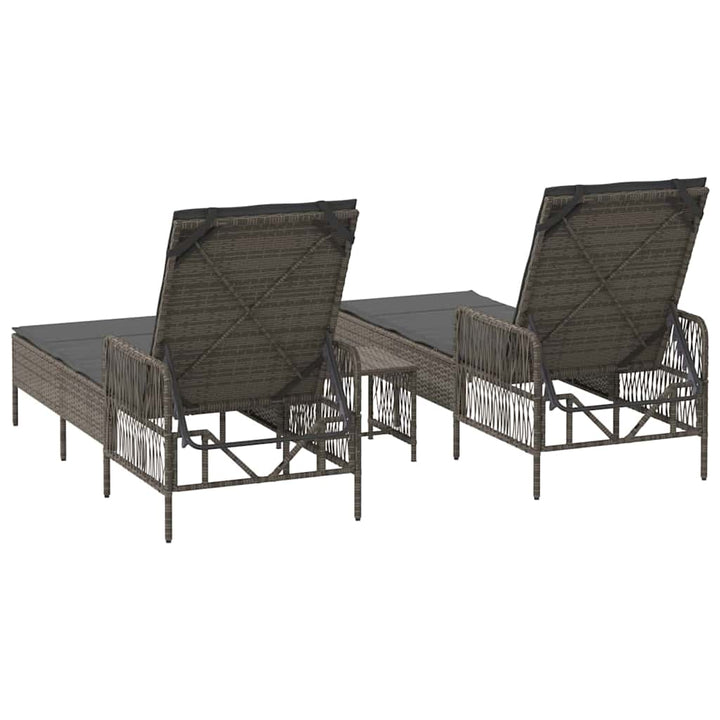 Liggestol med pude 2-person 2 pcs Grå 35 x 35 x 32cm polyrattan