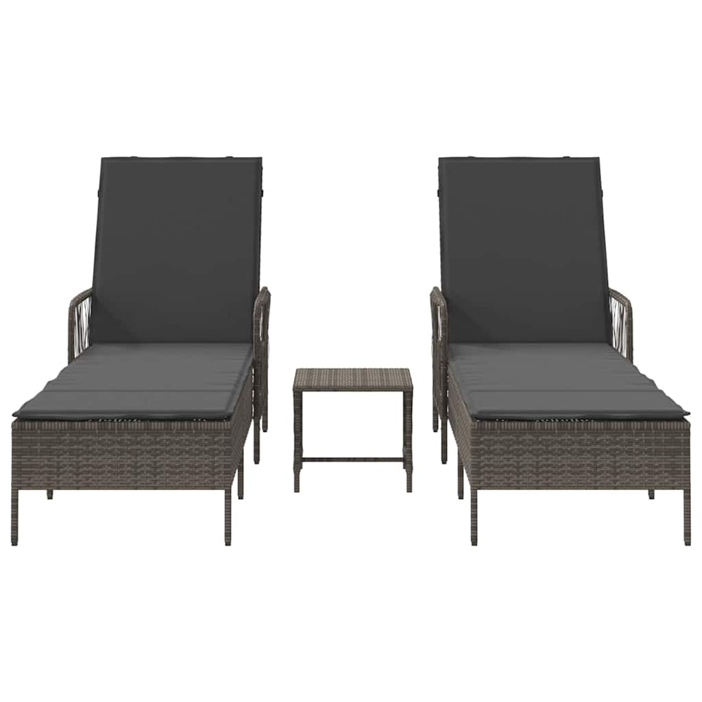 Liggestol med pude 2-person 2 pcs Grå 35 x 35 x 32cm polyrattan