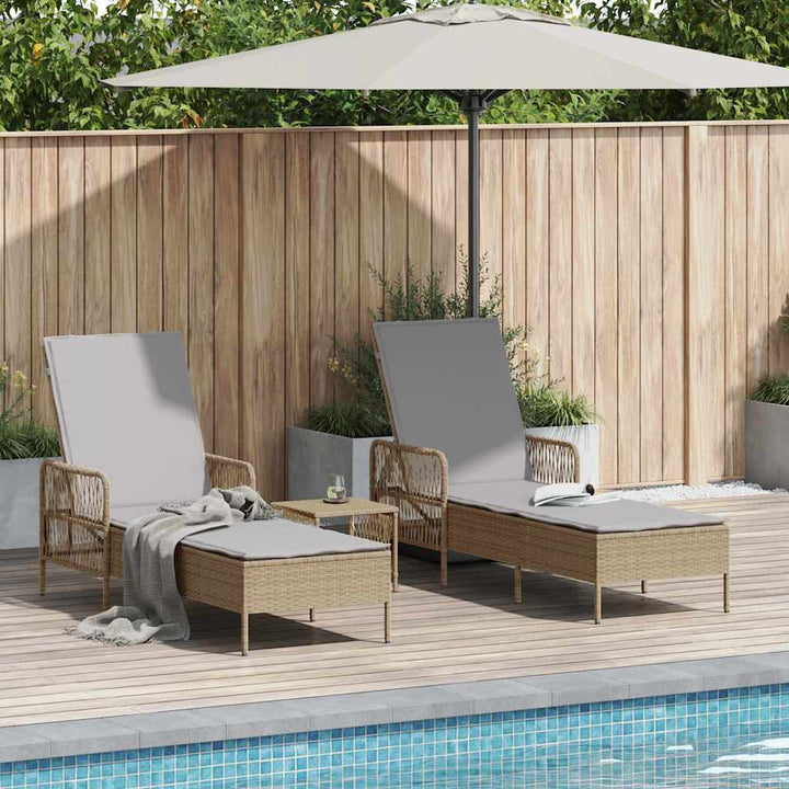Liggestol med pude 2 pcs Beige 35 x 35 x 32cm polyrattan