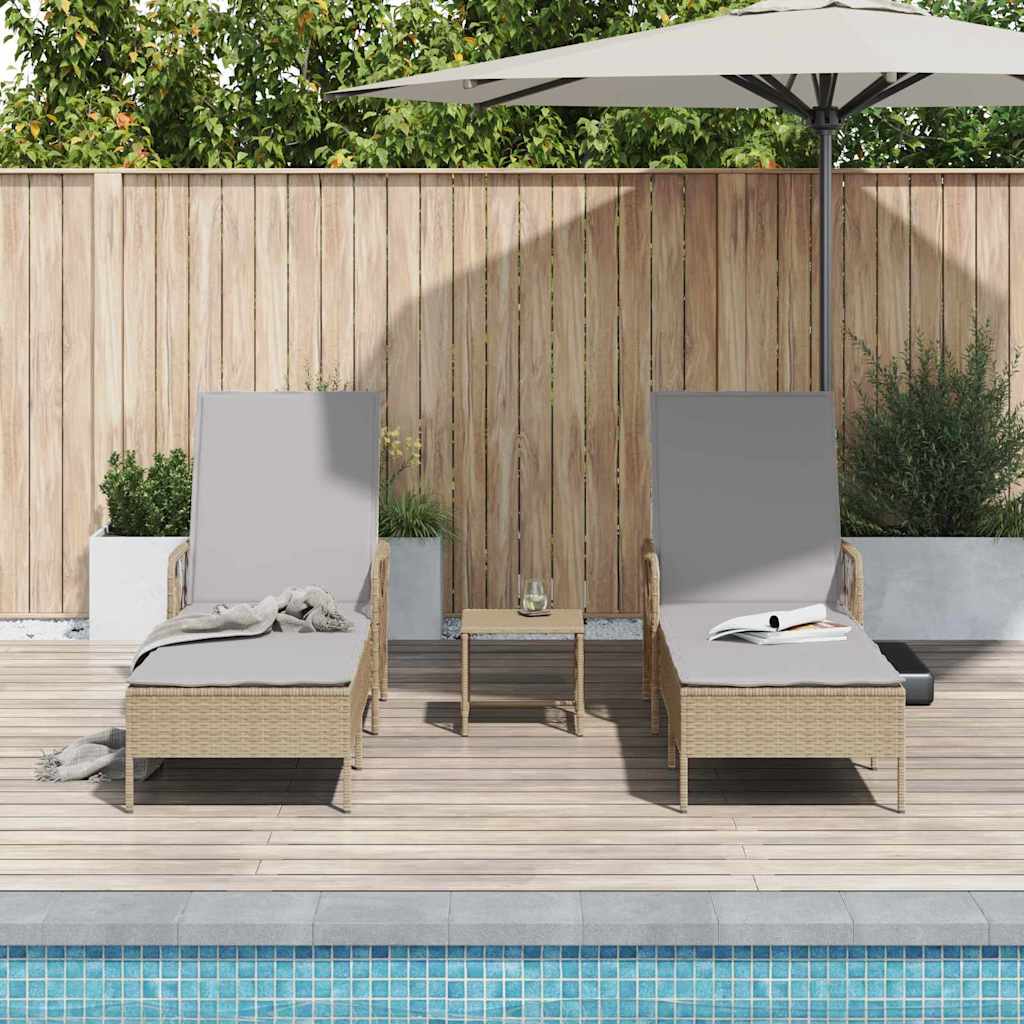 Liggestol med pude 2 pcs Beige 35 x 35 x 32cm polyrattan