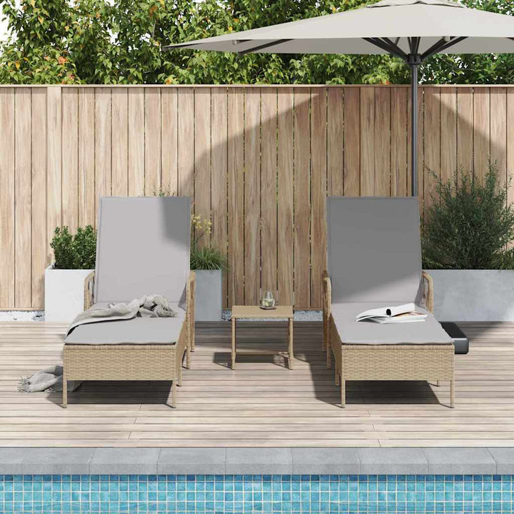 Liggestol med pude 2 pcs Beige 35 x 35 x 32cm polyrattan