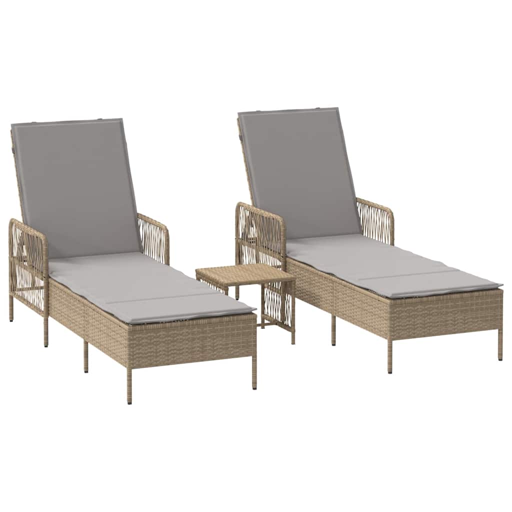 Liggestol med pude 2 pcs Beige 35 x 35 x 32cm polyrattan