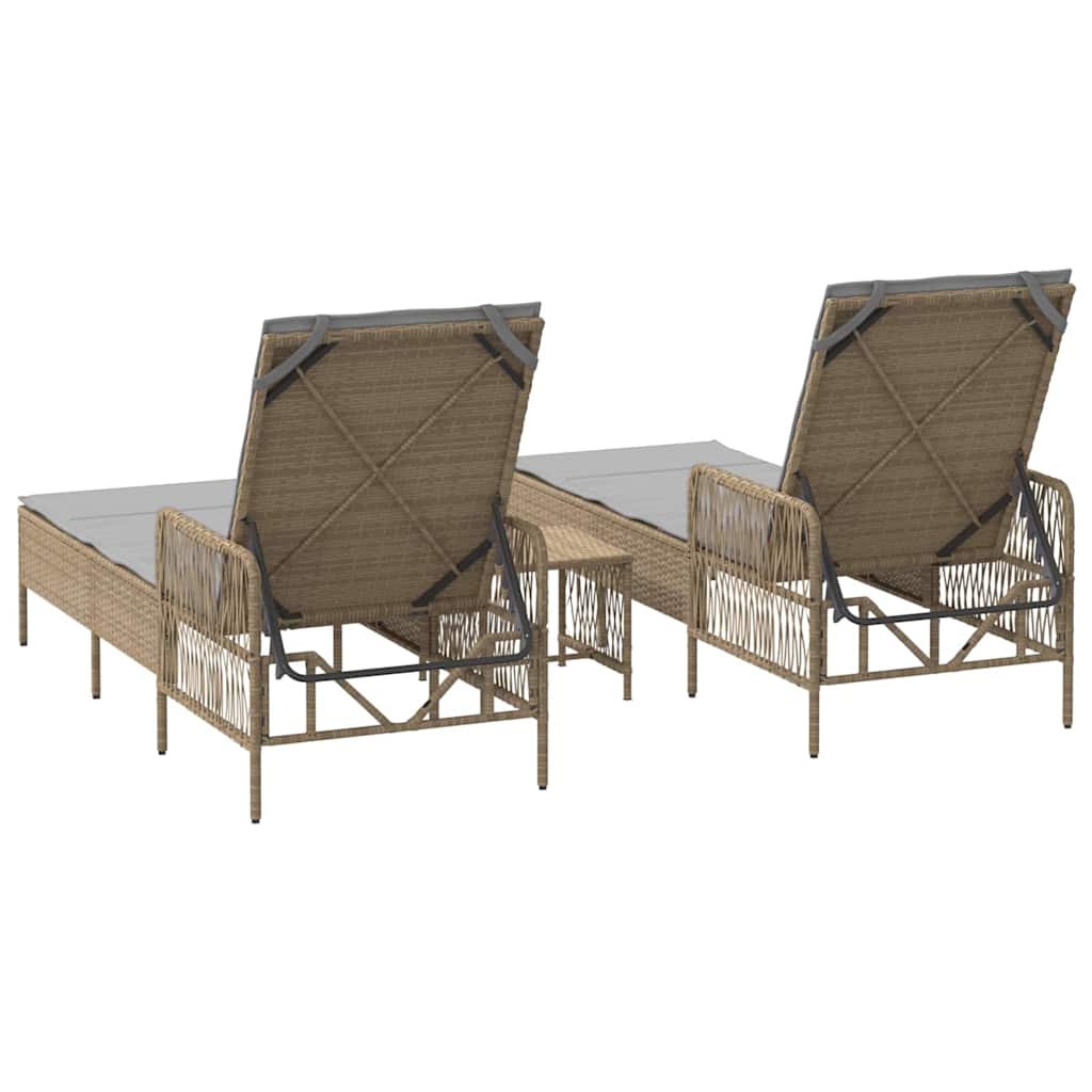 Liggestol med pude 2 pcs Beige 35 x 35 x 32cm polyrattan