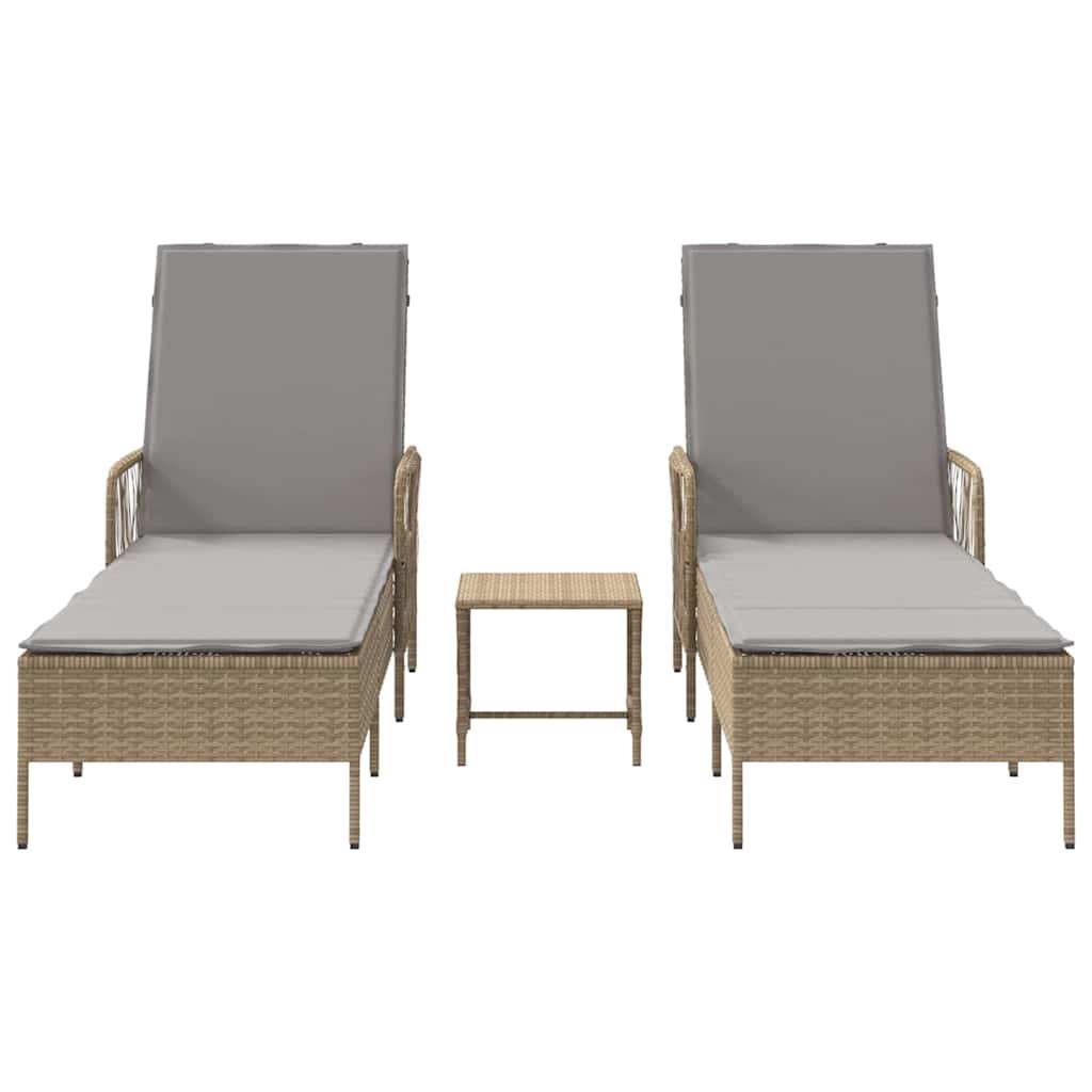 Liggestol med pude 2 pcs Beige 35 x 35 x 32cm polyrattan