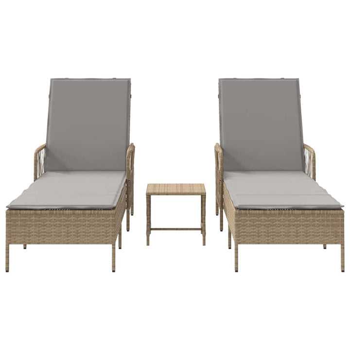 Liggestol med pude 2 pcs Beige 35 x 35 x 32cm polyrattan