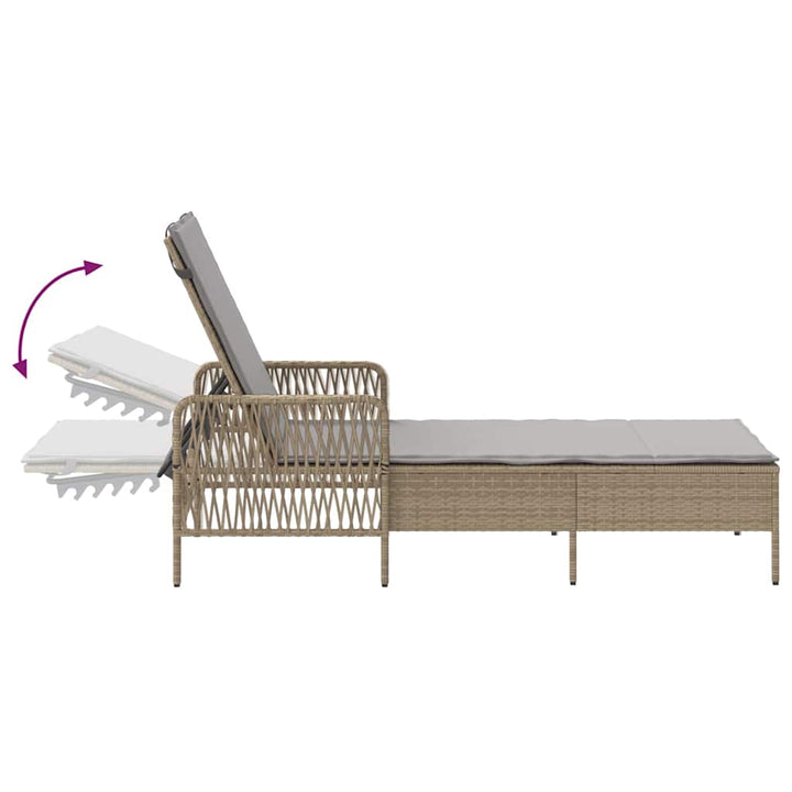 Liggestol med pude 2 pcs Beige 35 x 35 x 32cm polyrattan