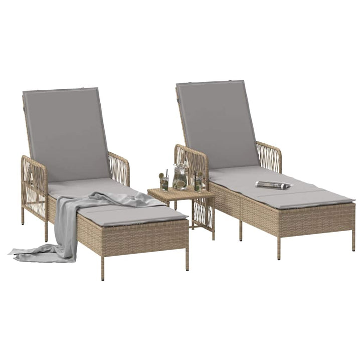 Liggestol med pude 2 pcs Beige 35 x 35 x 32cm polyrattan