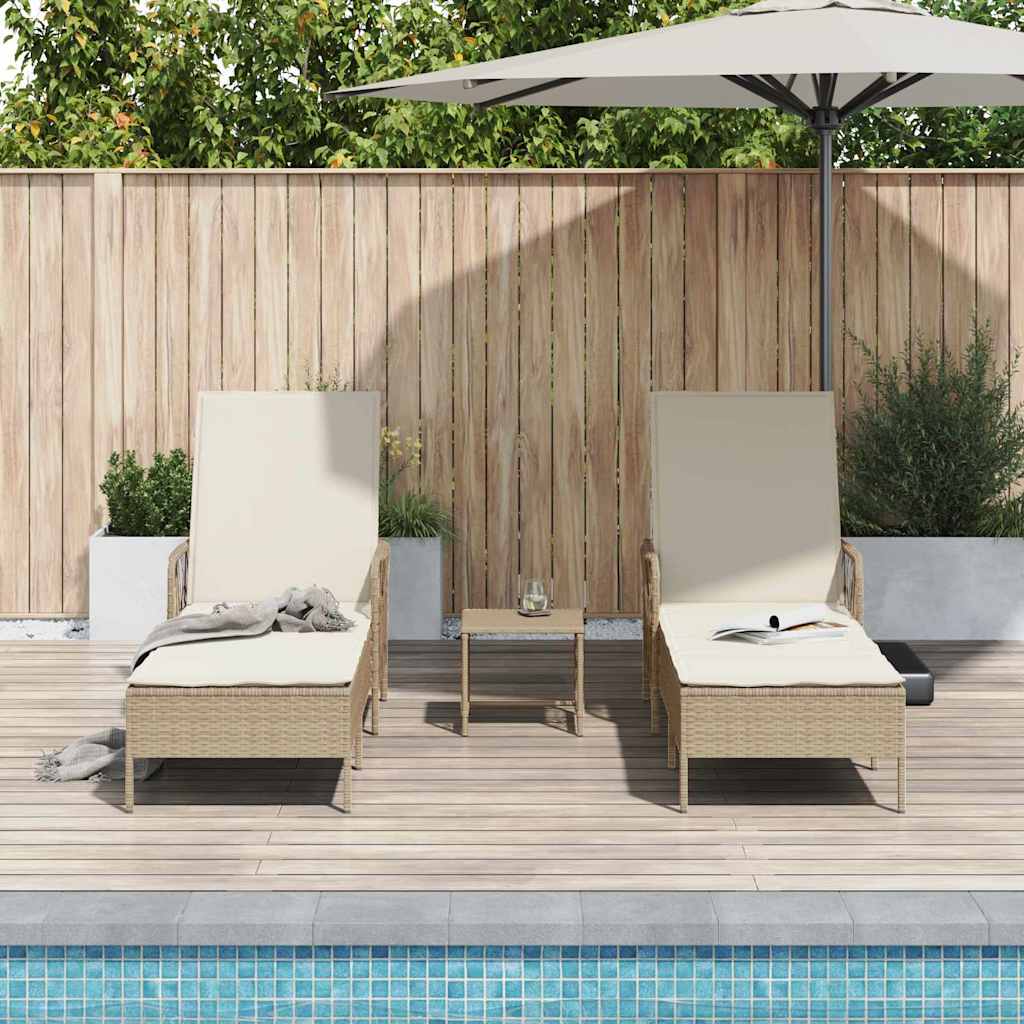 Liggestol med pude 2 pcs Beige 35 x 35 x 32cm polyrattan