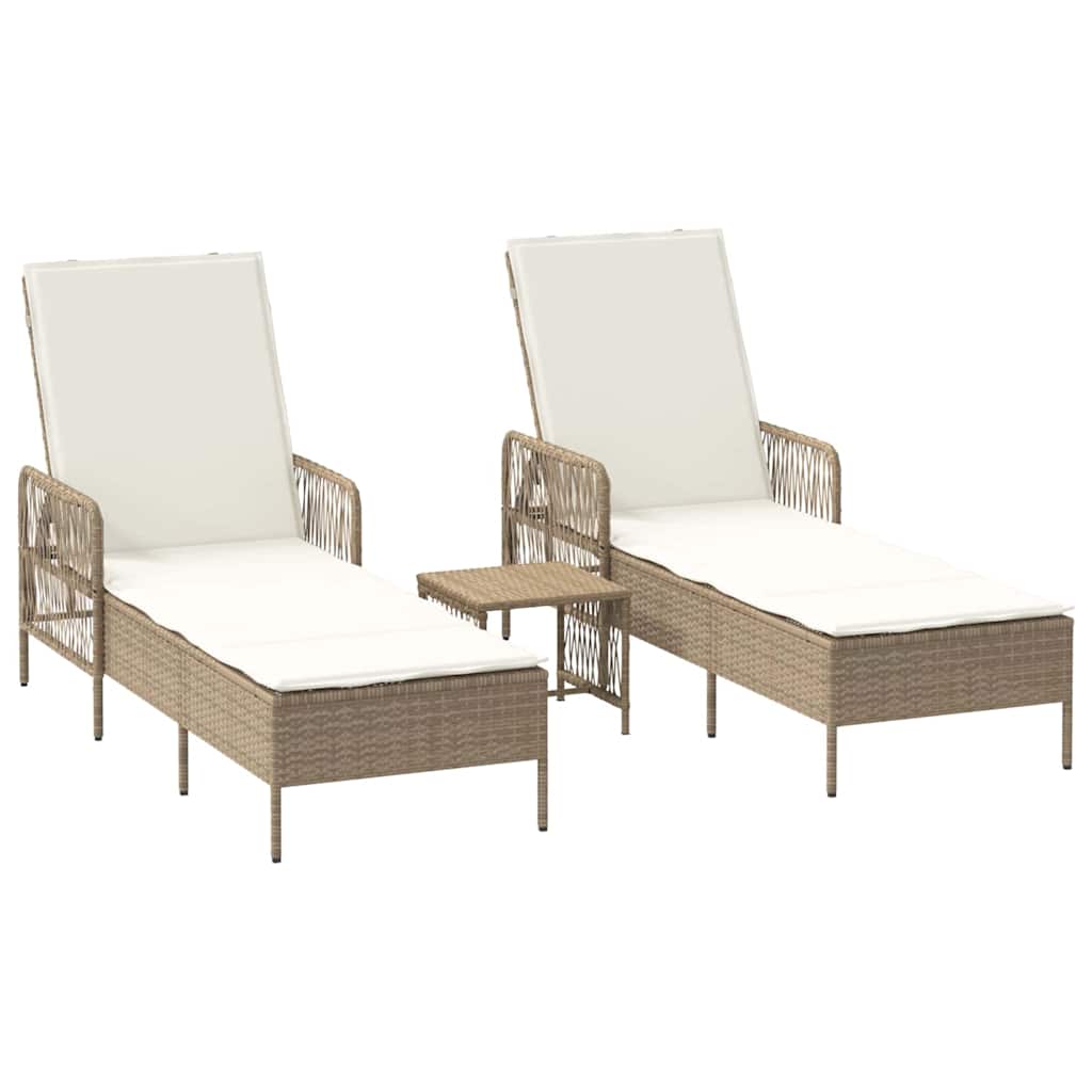 Liggestol med pude 2 pcs Beige 35 x 35 x 32cm polyrattan