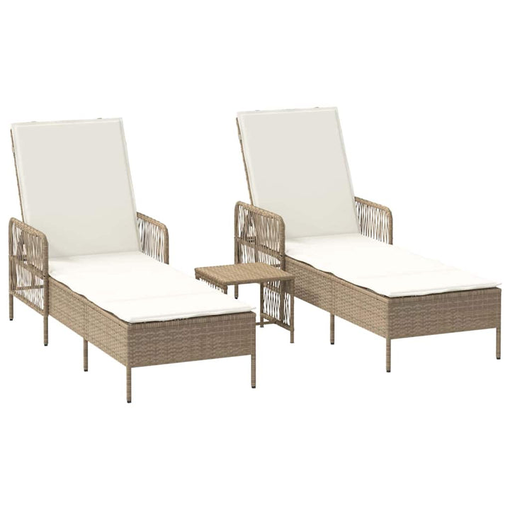 Liggestol med pude 2 pcs Beige 35 x 35 x 32cm polyrattan
