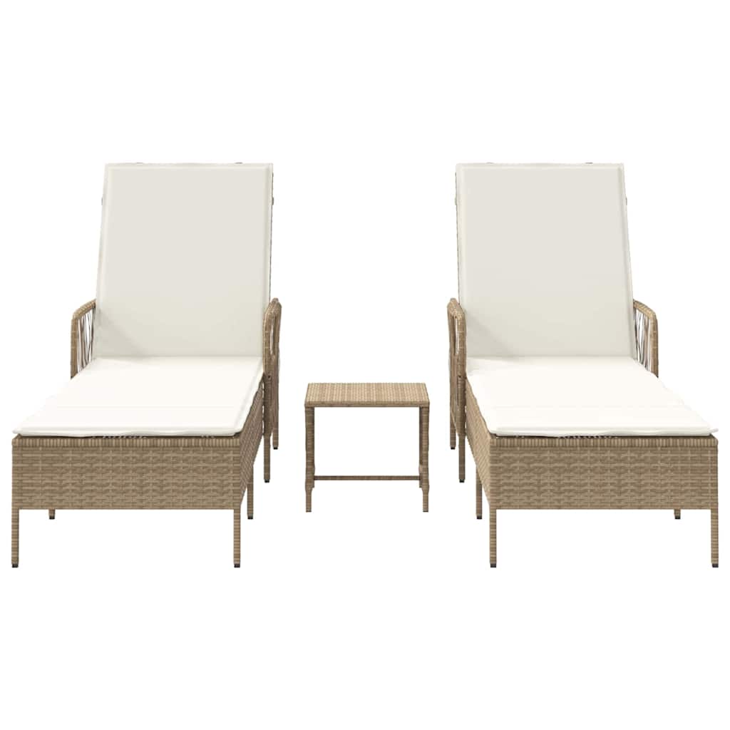 Liggestol med pude 2 pcs Beige 35 x 35 x 32cm polyrattan