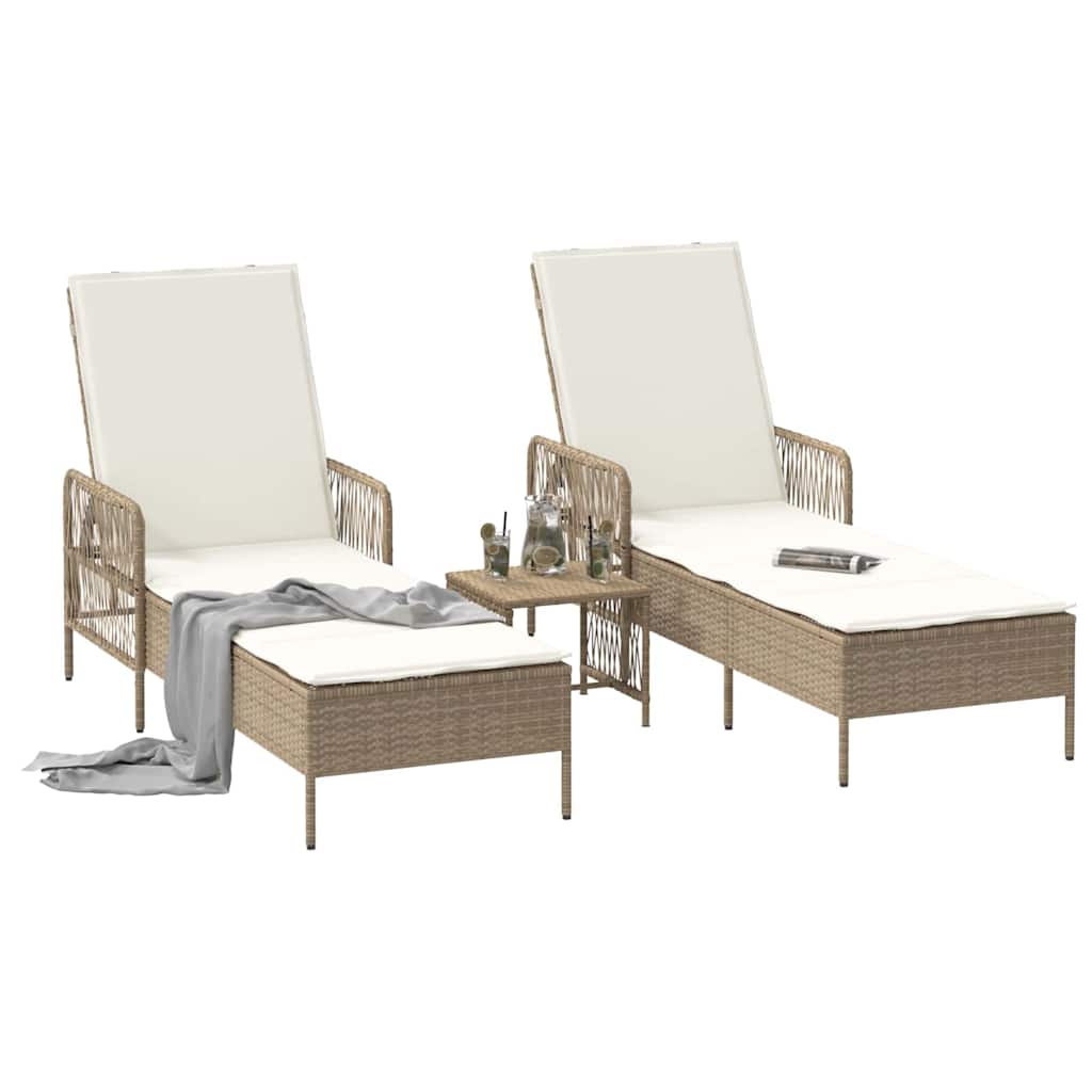 Liggestol med pude 2 pcs Beige 35 x 35 x 32cm polyrattan